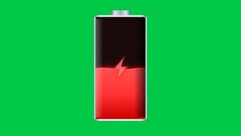 Low Battery Icon Animation with Green Screen Video stock 343732927