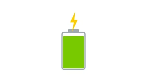 Low Battery Icon with Charging Lightning Bolt Vector Stock Footage 342320626