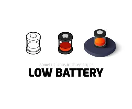Low battery icon in different style Stock Illustration