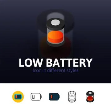 Low battery icon in different style Stockillustratie