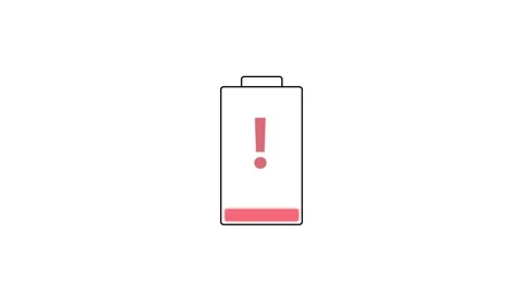 Low Battery Icon With Exclamation Mark On animation White Background power .. Stock Footage 321738918