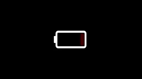 Low Battery Icon with Red Power Indicator Stock Footage 333154216