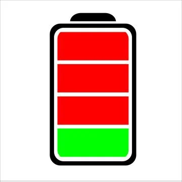 Low Battery Icon Showing Red and Green Bars Stock Illustration