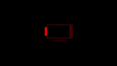 Low battery indicator animation in flat design Isolated on Black Background Stock Footage 321011937