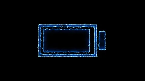 Low battery indicator flashes blue electric energy on black background moti.. Stock Footage 333032331