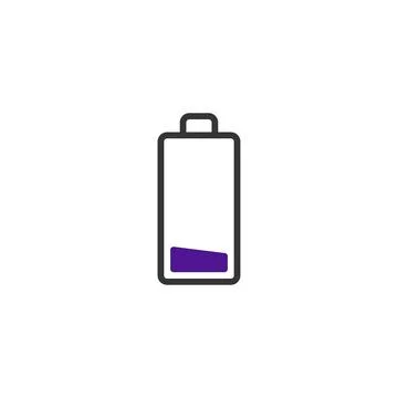 Low battery indicator suggesting power depletion and need for recharging de.. Stock-Illustration