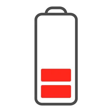 Low battery level icon isolated. Editable stroke, pixel perfect Stock Illustration