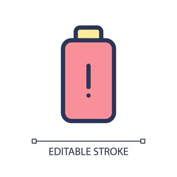 Low battery level pixel perfect RGB color ui icon Stock Illustration