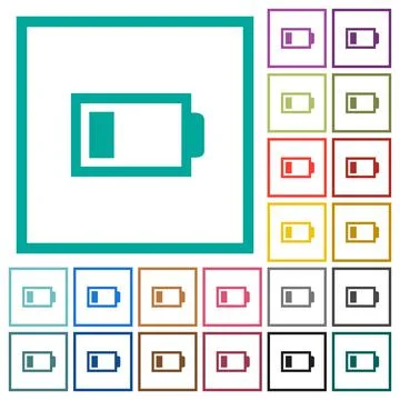 Low battery with one load unit flat color icons with quadrant frames Stock Illustration