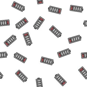 Low battery power energy vector seamless pattern Stock Illustration