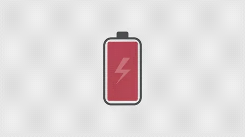 Low battery power indicator animation on transparent background Stockbeeldmateriaal 330163271