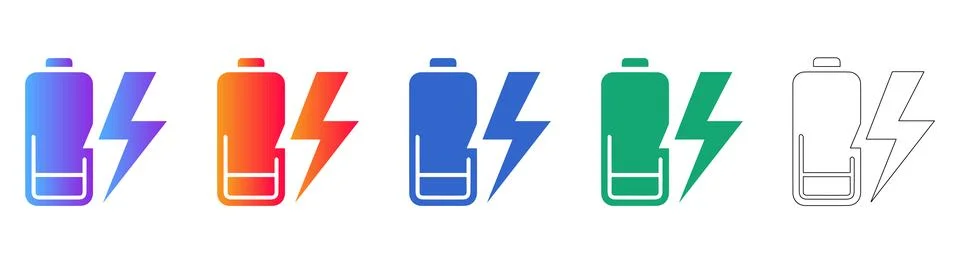 Low Battery Power Warning Concept Icons Illustrazione stock