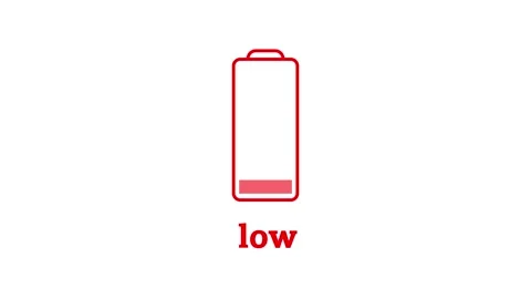 Low battery power warning energy status animation Stock Footage 330539307