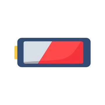 Low battery status power charge level flat vector icon Stock Illustration