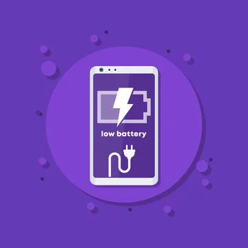 Low battery vector icon with phone Stock Illustration