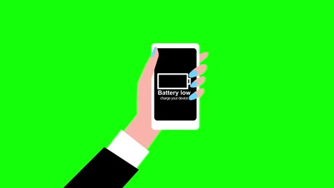 Low Battery Warning Animation on Green Screen 库存影片 334357952