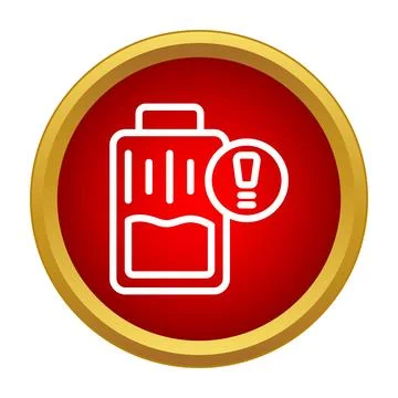 Low battery warning icon alerting power status Stock Illustration