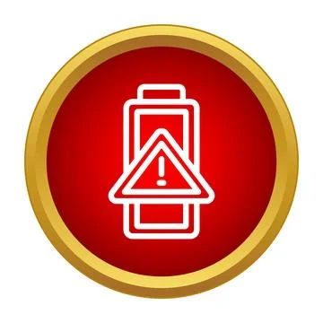 Low battery warning icon on red button Stock Illustration