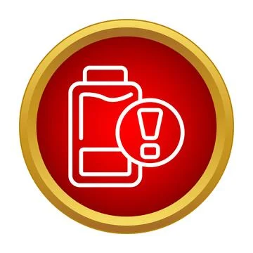 Low battery warning icon signifying power exhaustion concept Stock Illustration