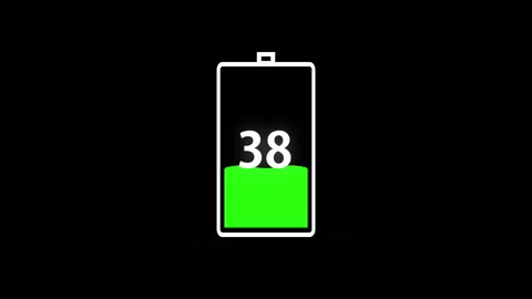 Low Battery Warning with Percentage Indicator on Black Background Stock-Footage 327681216