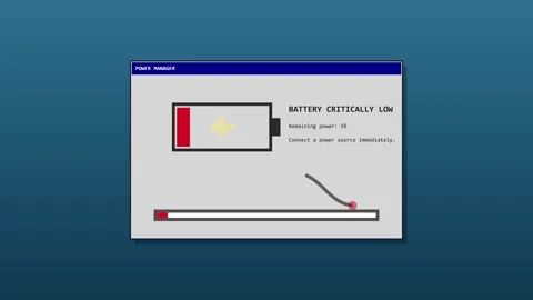 Low battery warning screen animation graphic stock footage Stock Footage 347395426