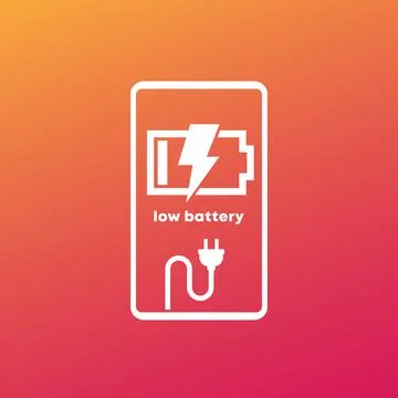 Low battery warning vector icon with phone Stock Illustration