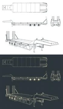 Low bed trailer blueprints Illustrazione stock