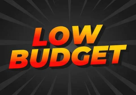 Low budget text in bold yellow and red on dark background Stock Illustration
