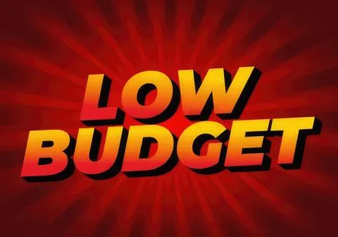 Low budget text with red background and sunburst effect Stock Illustration