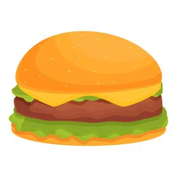 Low burger icon cartoon vector. Bun slice smash Stock Illustration