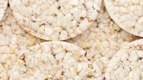 Low calorie rice bread, close-up. Stock Footage 140203119