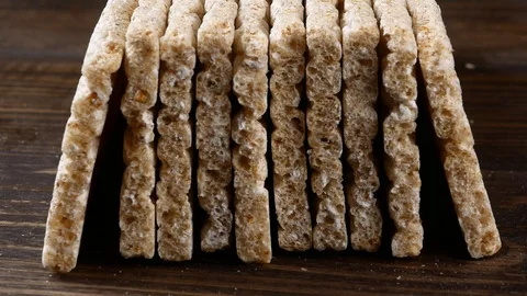 Low calories snack bread, stack of crispbread Stock Footage 87221021