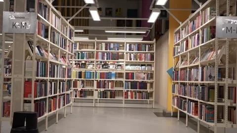 Low camera movement between two archive shelves filled with folders. Stock Footage 252670774