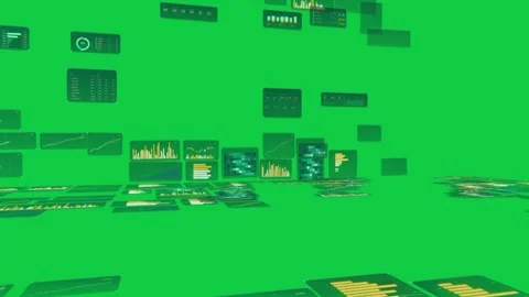 Low camera sweeping, tiles rising, cubes floating, panels aligning to form data Stock Footage 348242209
