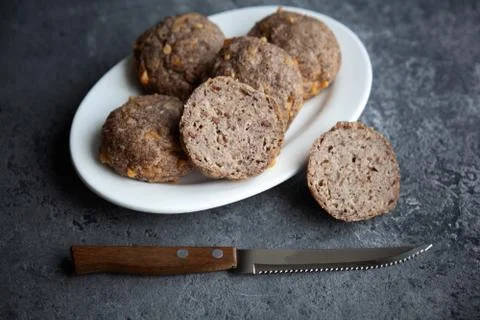 Low carb bread on concrete background Stock Photos