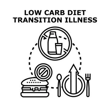 Low carb diet transition illness concept vector Illustration