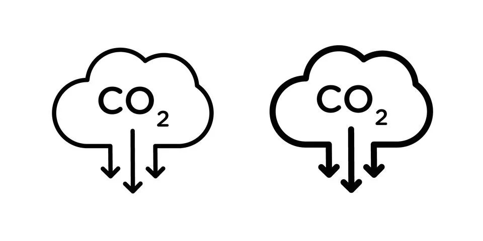 Low carbon dioxide icon vector template set in black Stock Illustration