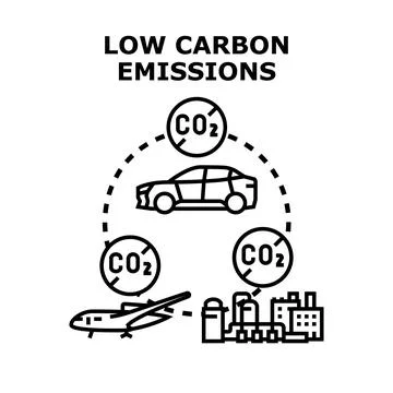 Low carbon emissions concept minimizing environmental impact Stock Illustration
