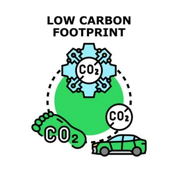 Low carbon footprint concept reducing emissions impact Stock Illustration
