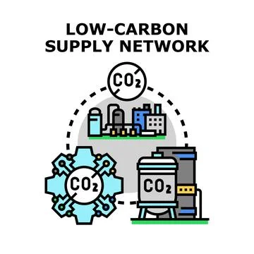 Low carbon supply network optimizing co2 emission reduction Stock Illustration
