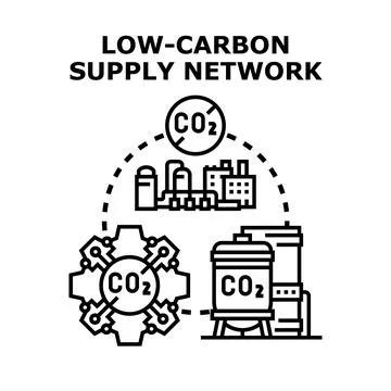 Low carbon supply network optimizing co2 emission reduction Stock Illustration