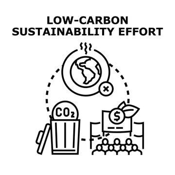 Low carbon sustainability effort improving environmental future 스톡 일러스트