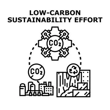 Low carbon sustainability effort reducing environmental impact Stock Illustration