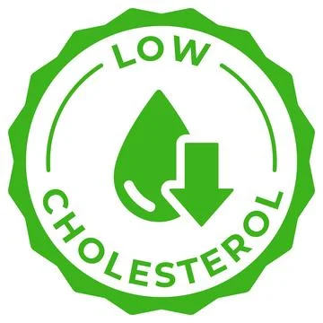 Low cholesterol label vector icon illustration. Zero cholesterol green logo.. Stock Illustration