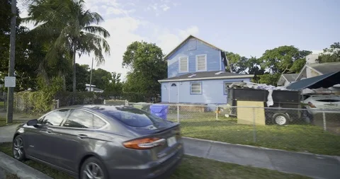 Low class homes bad neighborhoods Miami Florida Stock Footage