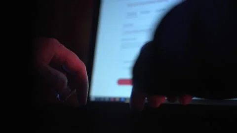 Low Close Up Female Hacker Using Laptop 1 Stock Footage 148093664