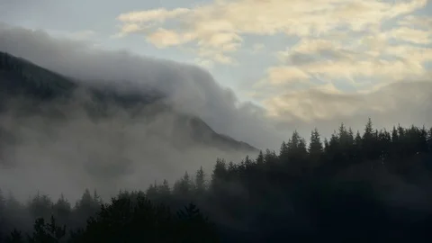 Low cloud or fog on mountain top in Juneau, Alaska Stock Footage 80896586