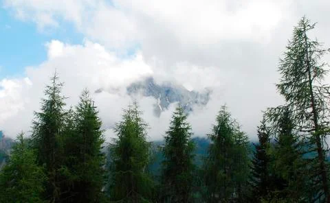 Low Cloud Over Carnic Alps Near Sauris Stock Photos