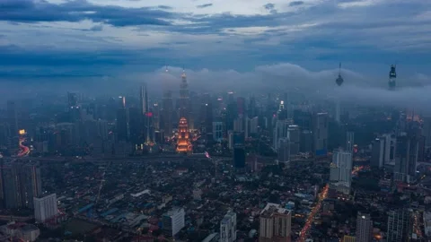 Low cloud over the city Stock Footage 140074391