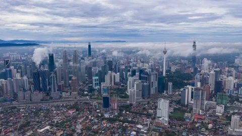 Low cloud over the city Stock Footage 140075098